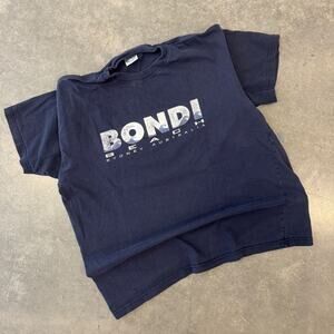 Vintage Y2K Bondi Beach Sydney Australia Blue Short Sleeve Graphic Tee Men Large